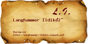 Langhammer Ildikó névjegykártya